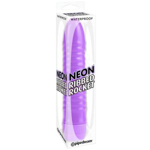 Dildo Vibrador Neon Ribbed Rocket