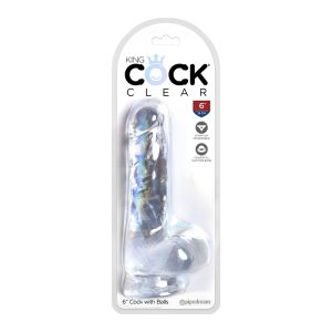 Consolador King Cock Clear 6" con Testículos y Ventosa