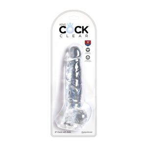 Consolador King Cock Clear 8" con Testículos y Ventosa